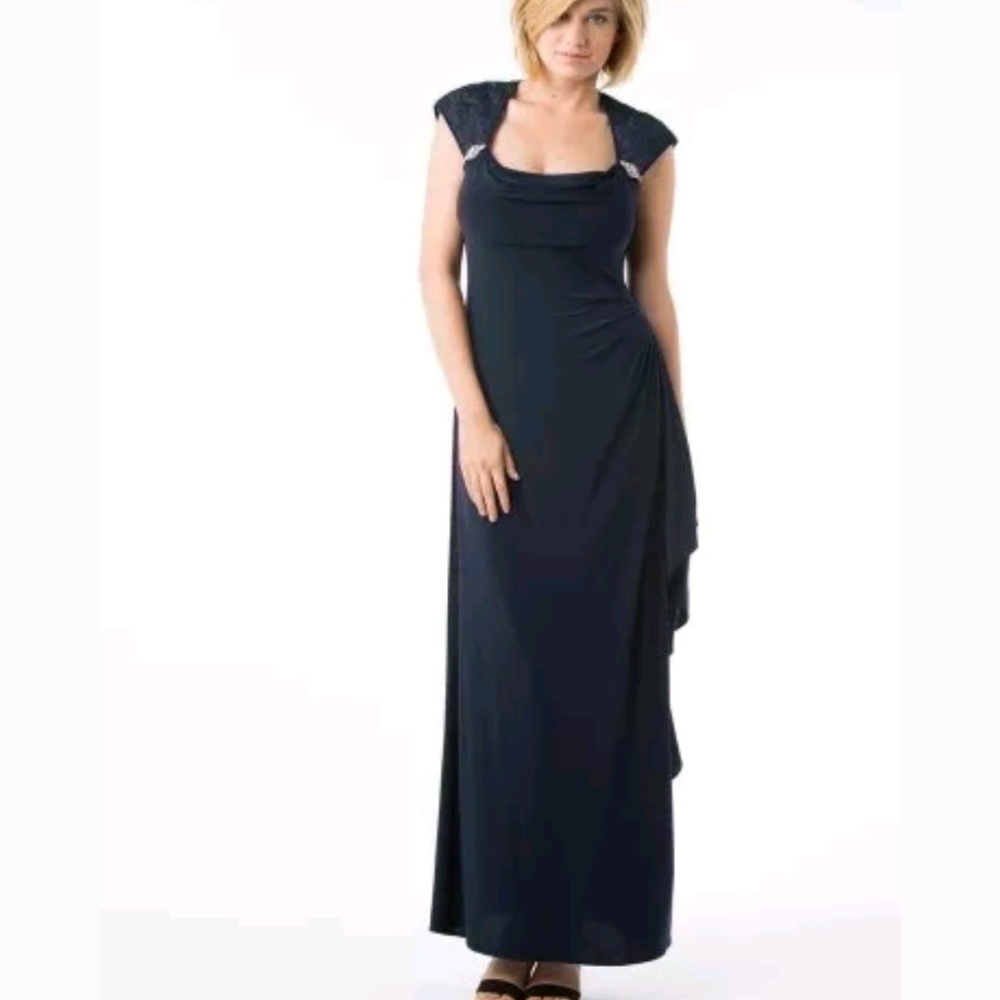 R& M richards purple maxi evening dress